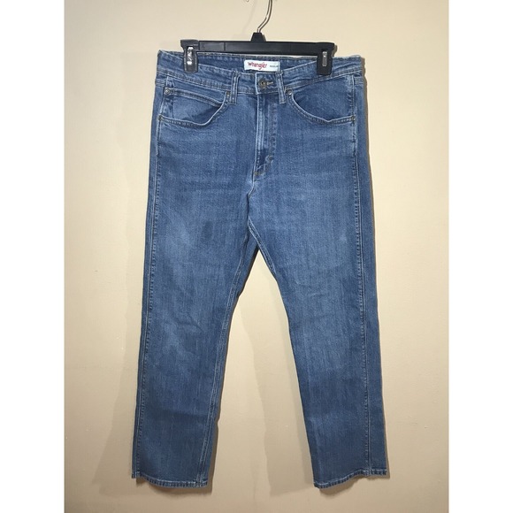 Men's Wrangler Regular Fit Stretch Jeans  Blue 32x30 W pocket - Picture 1 of 5